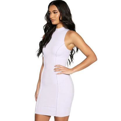 Vestidos de Verano Bodycon sin Mangas Acanalados