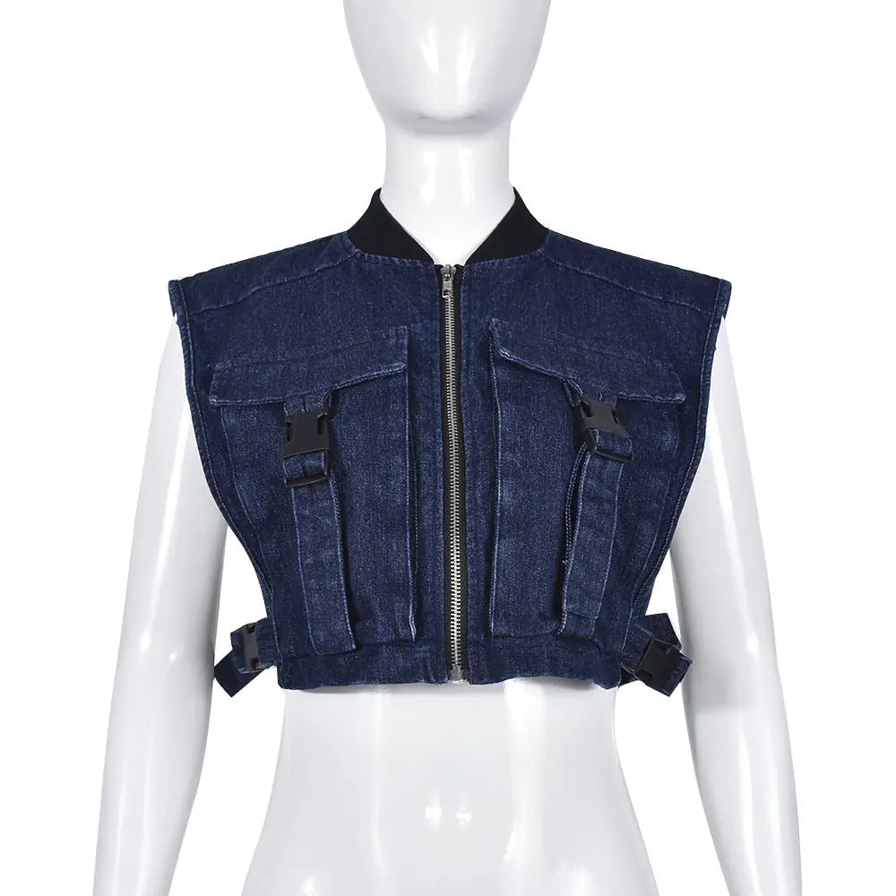 Denim Buckle Vest Top