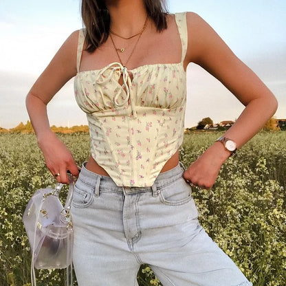 NewAsia Floral Corset Crop Top