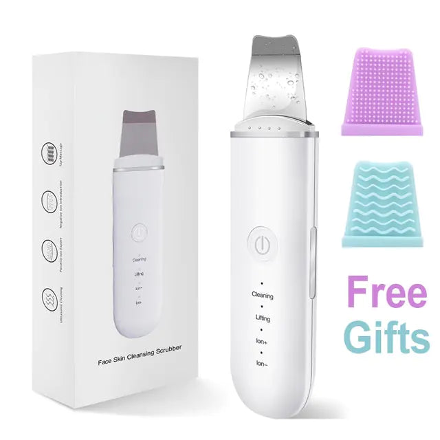 Peeling Ultrasónico Facial, Skin Scrubber, Limpiador Facial, Exfoliación de Cara 4 Modos para Limpiar los Poros y Cuidar la Piel, USB Recargable, Dispositivo de Belleza