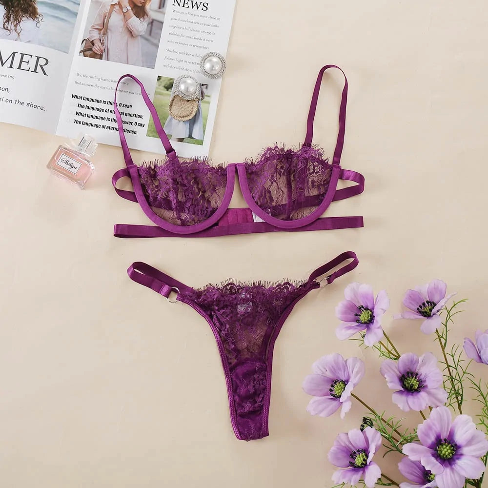 Set de Lencería Transparente Sexy para Mujer