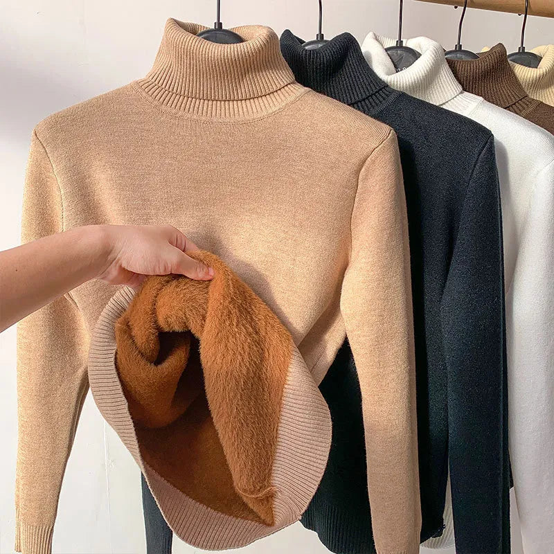 Suéter de invierno con cuello alto para mujer