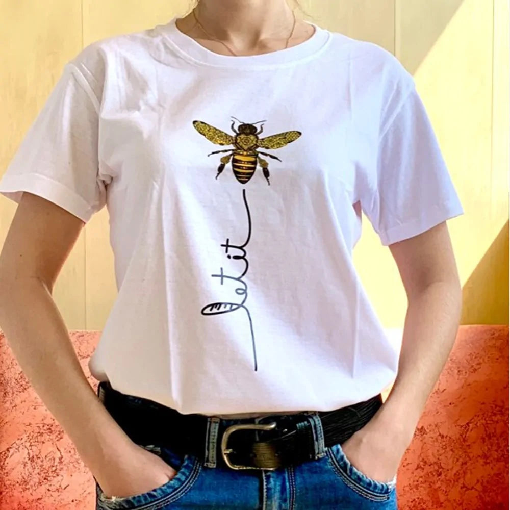 Camiseta Casual Con Dibujo para Mujer