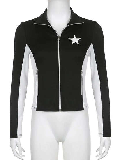 Star Print Y2K Slim Jackets