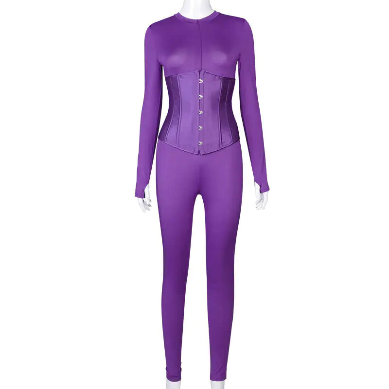 Snatched Corset Zip Up Jumpsuit