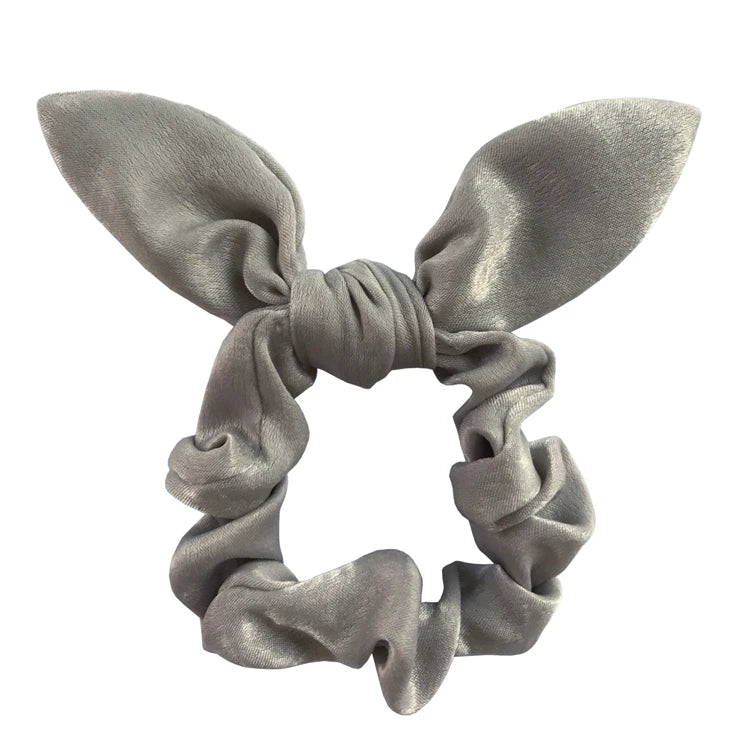 Satin Silk Bunny Ear Hair Scrunchies Gentle Rabbit Ear Hair Elastic Band Ponytail Bow Tie Scrunchy Hair Accessory