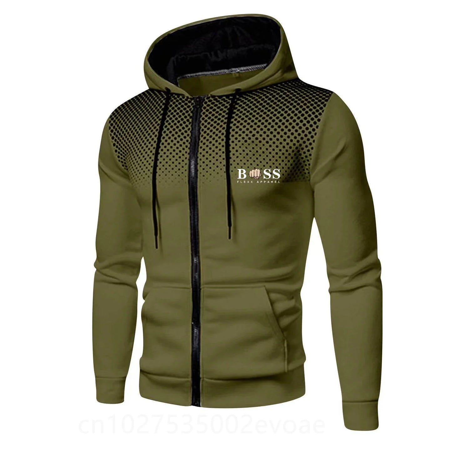 2023 New Cross border Foreign Trade BSS FLEXX APPAREL Men's Sports and Fitness Autumn/Winter Zipper Long Sleeve Spray Hoodie Car 