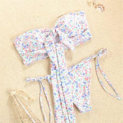 Bikini Vendaje de Color Sólido con Diseño Hueco