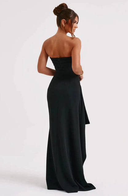 Elegante Vestido Maxi de Cintura Alta con Abertura