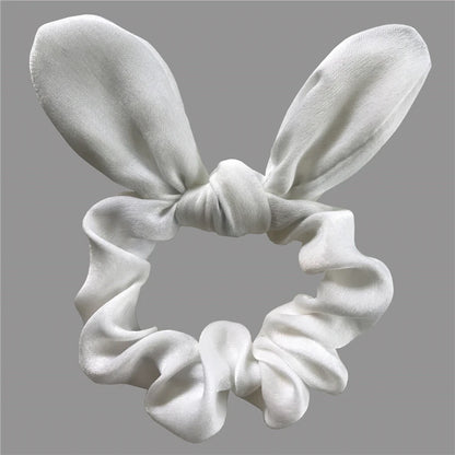 Satin Silk Bunny Ear Hair Scrunchies Gentle Rabbit Ear Hair Elastic Band Ponytail Bow Tie Scrunchy Hair Accessory