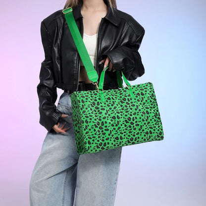 Handbag para mujer Capacity Tote Bag Retro Leopard Space Cotton Nylon Shoulder Crossbody Bag