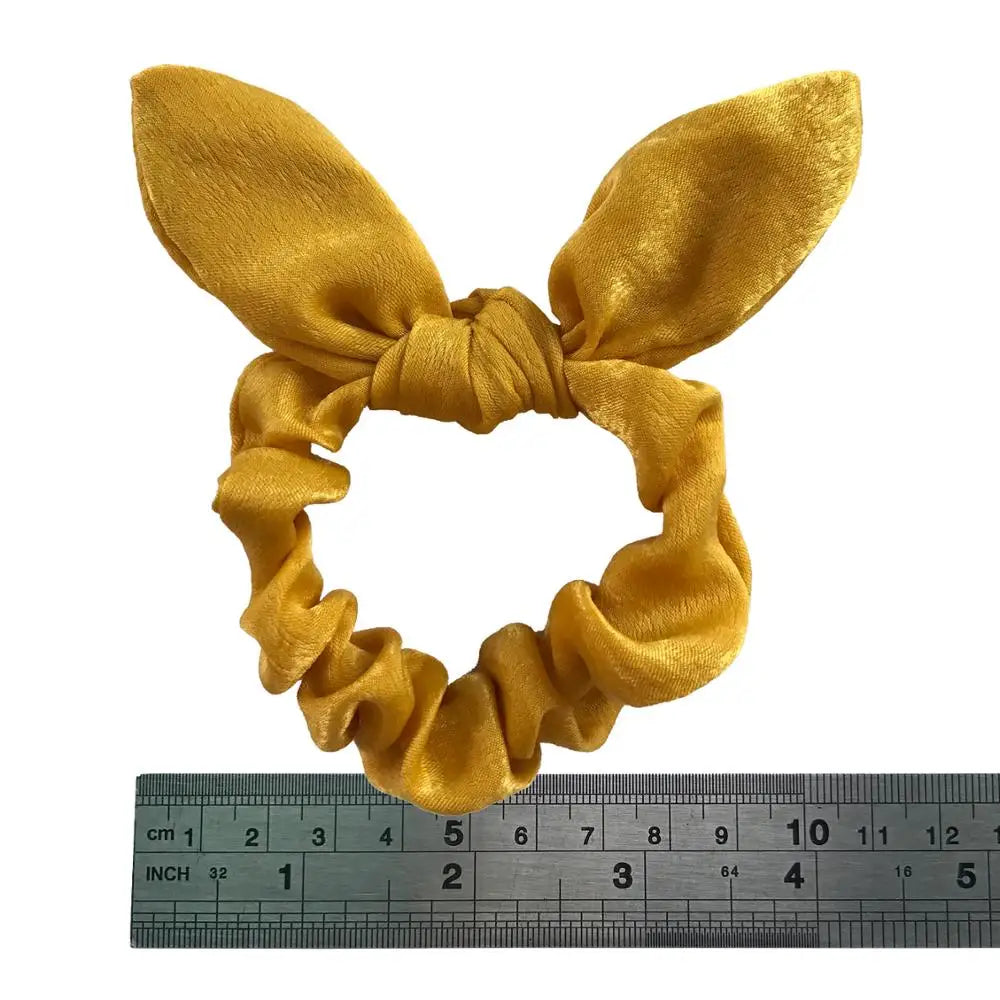 Satin Silk Bunny Ear Hair Scrunchies Gentle Rabbit Ear Hair Elastic Band Ponytail Bow Tie Scrunchy Hair Accessory