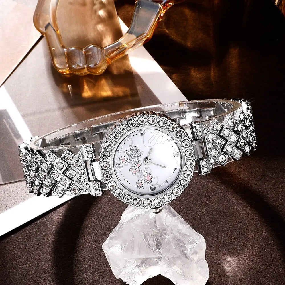 Women's Rhinestone Quartz Watch Set