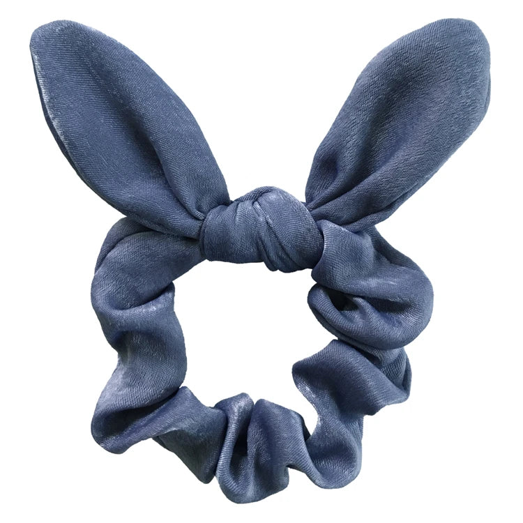 Satin Silk Bunny Ear Hair Scrunchies Gentle Rabbit Ear Hair Elastic Band Ponytail Bow Tie Scrunchy Hair Accessory