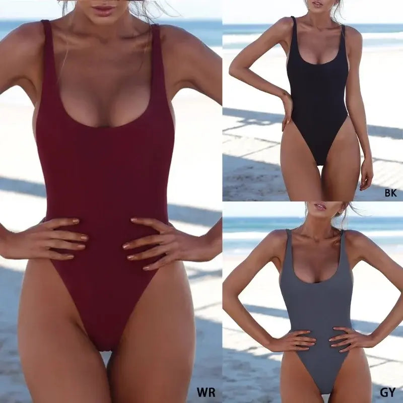 Swim One Piece Swimsuit Solid Color