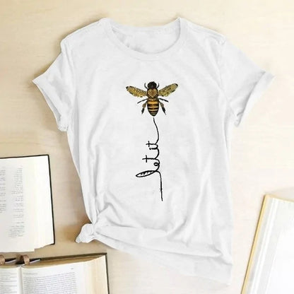 Camiseta Casual Con Dibujo para Mujer