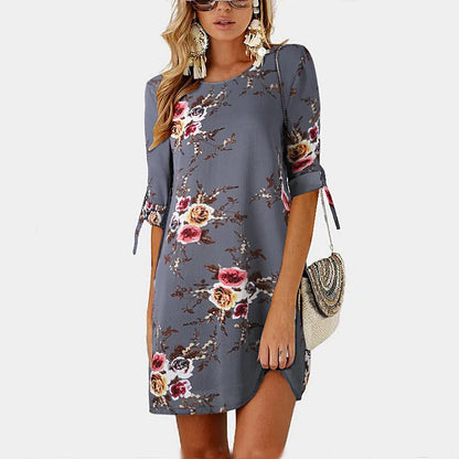 Floral Print Chiffon Beach Dress