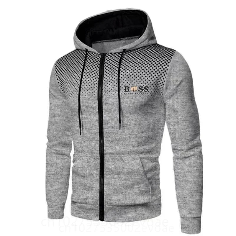 2023 New Cross border Foreign Trade BSS FLEXX APPAREL Men's Sports and Fitness Autumn/Winter Zipper Long Sleeve Spray Hoodie Car 