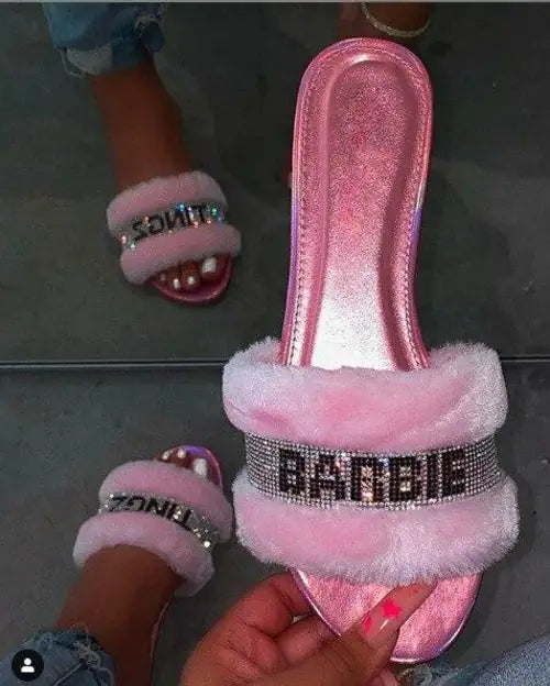 Barbie Pink Hair Flip Flops