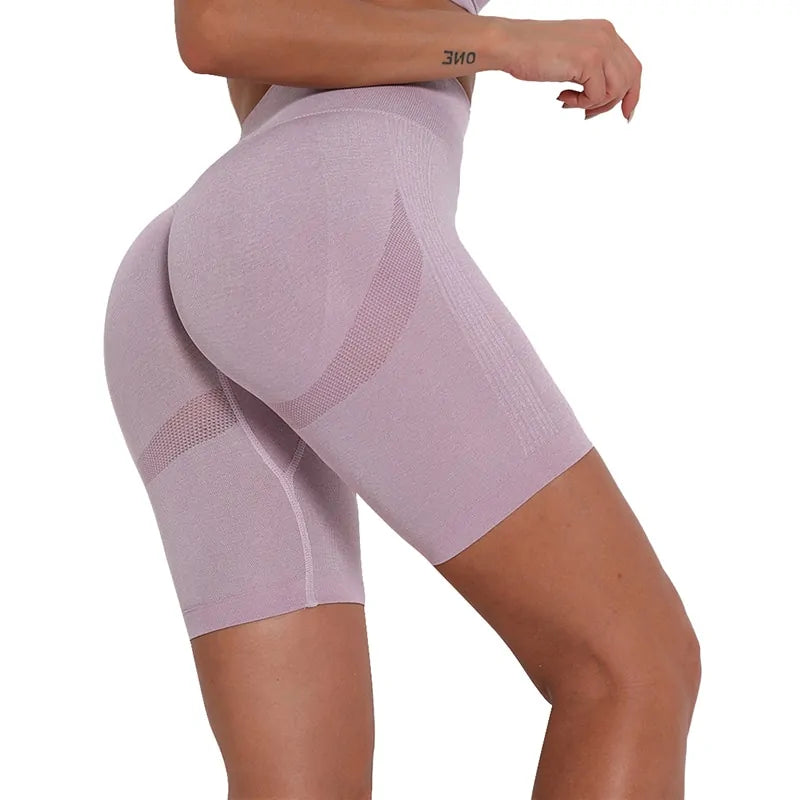 High Waisted Elastic Sports Shorts