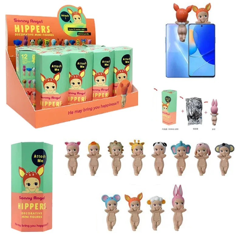 Sonny Angel Blind Box Looking Back Serie Lying Down Hippers Action Figures Cute Mysterious Anime Doll Children Christmas Gifts