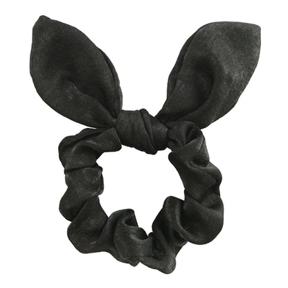 Satin Silk Bunny Ear Hair Scrunchies Gentle Rabbit Ear Hair Elastic Band Ponytail Bow Tie Scrunchy Hair Accessory