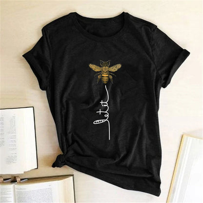 Camiseta Casual Con Dibujo para Mujer