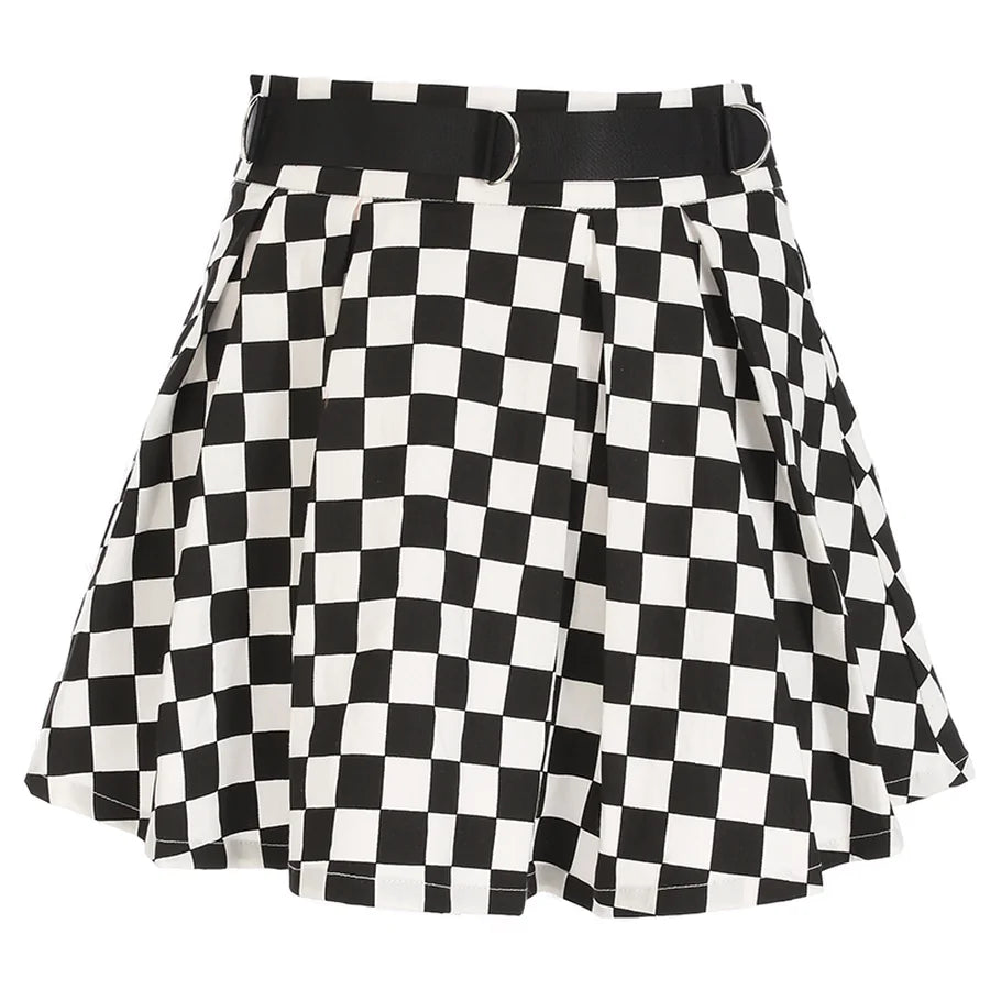 High Waisted Checkered Skirt