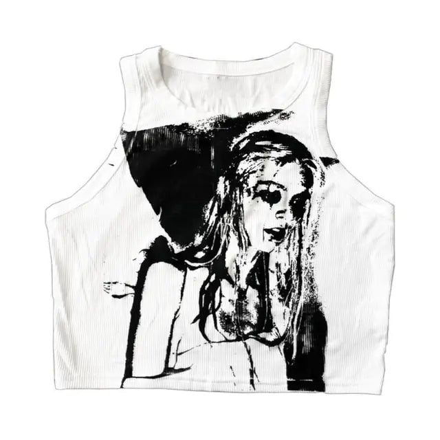 Printed Sleeveless T-shirt