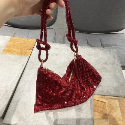 Bolso de Lujo para Mujer Hecho a Mano con un Solo Hombro y Piedras Brillantes