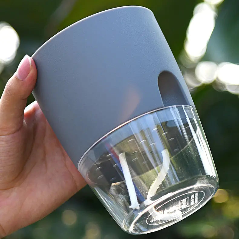 Transparent Double-Layer Self-Watering Flower Pot