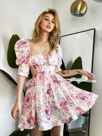 Vestido Mini con Estampado de Flores