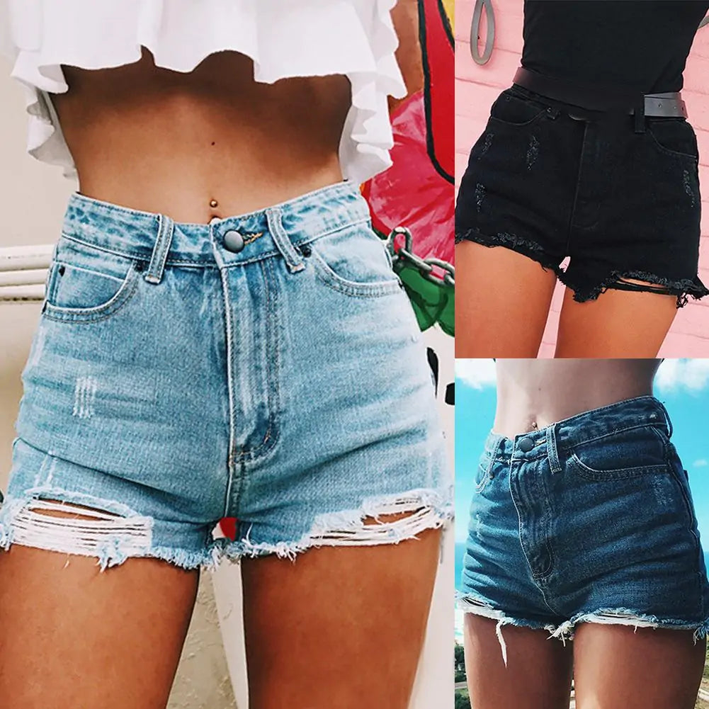 Ripped Denim Shorts