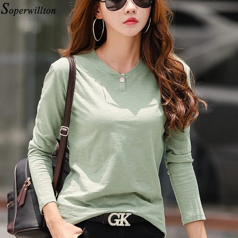 Autumn Ladies Tops Tee Shirt Femme