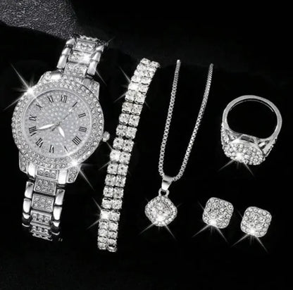 Women's Rhinestone Quartz Watch Set