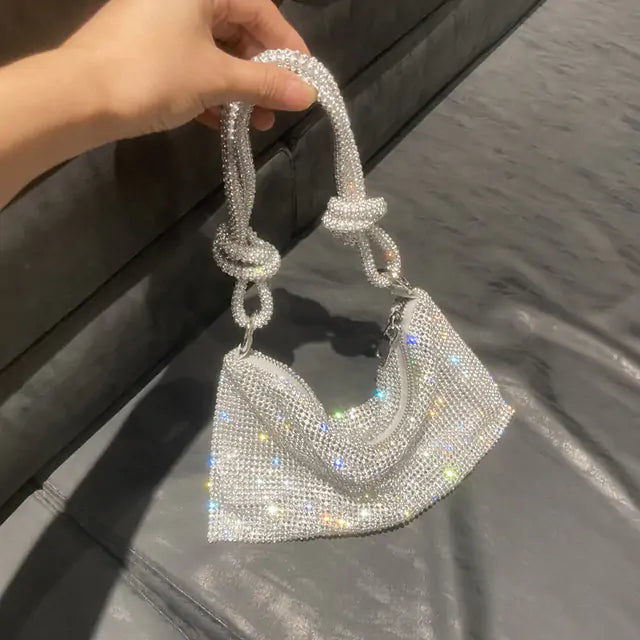 Bolso de Lujo para Mujer Hecho a Mano con un Solo Hombro y Piedras Brillantes