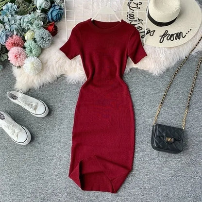 Vestido midi de manga corta