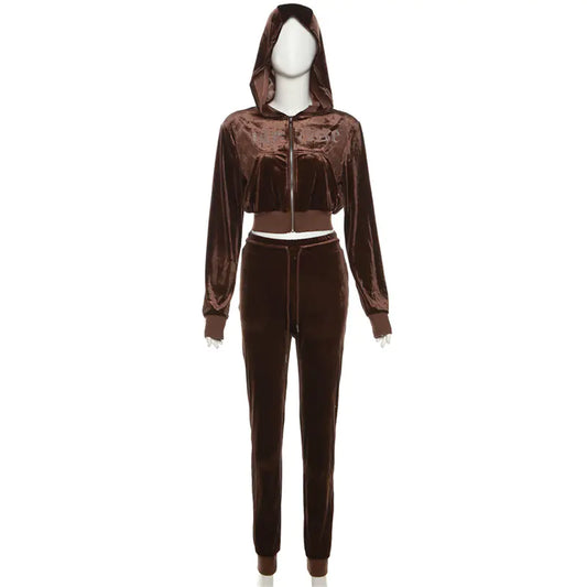 Rhinestone Velour 2 Piece Tracksuit