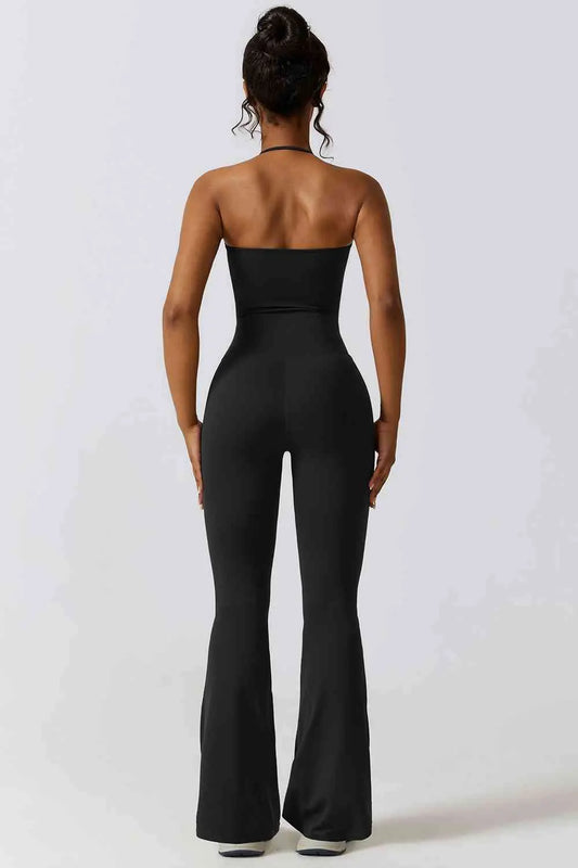 Halter Neck Flare Sport Jumpsuit