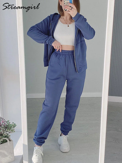 Streamgirl Winter Velvet Tracksuit Two-Piece Set