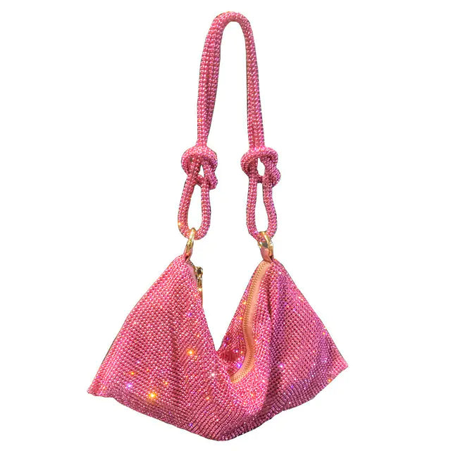 Bolso de Lujo para Mujer Hecho a Mano con un Solo Hombro y Piedras Brillantes