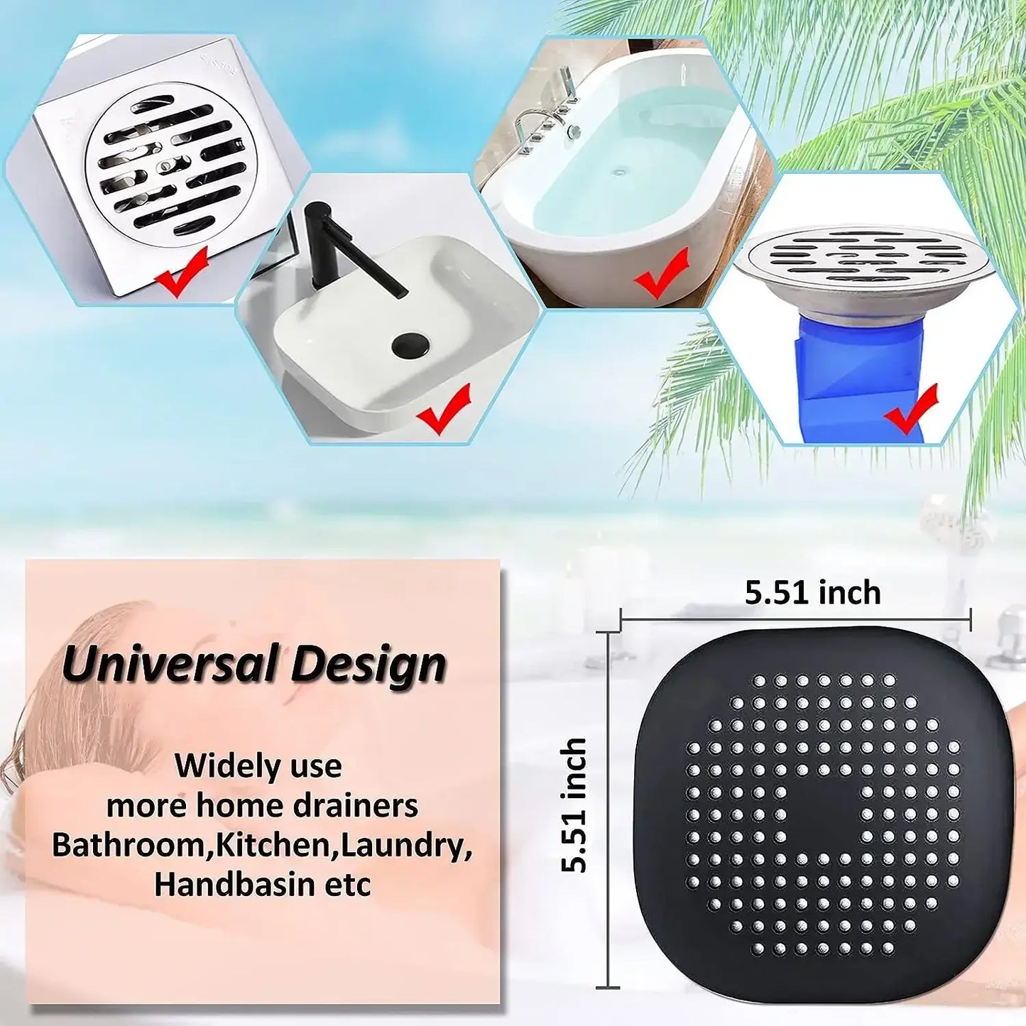 Hair Filter Sink Hair Drain Catcher Bathtub Shower