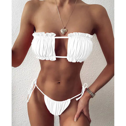 Set Bikini Sexy Pleated Swimsuit