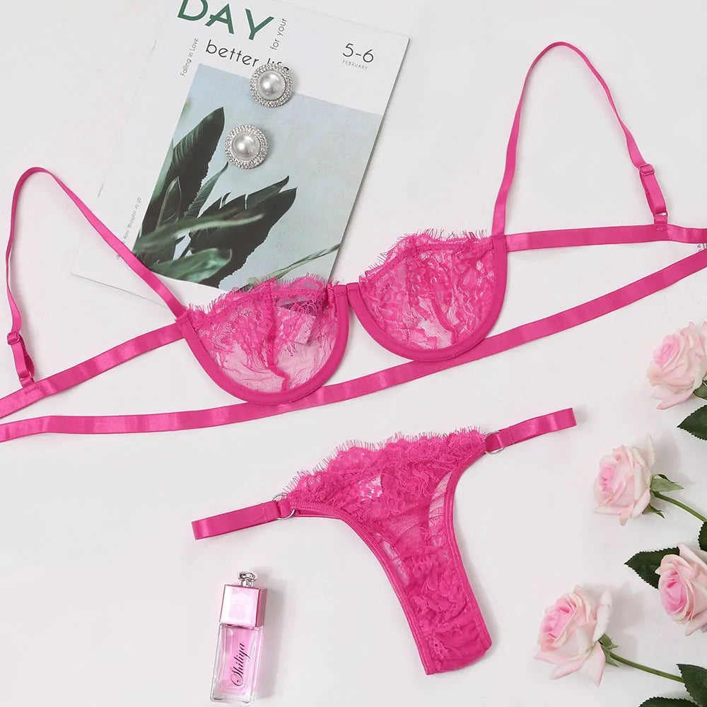 Set de Lencería Transparente Sexy para Mujer