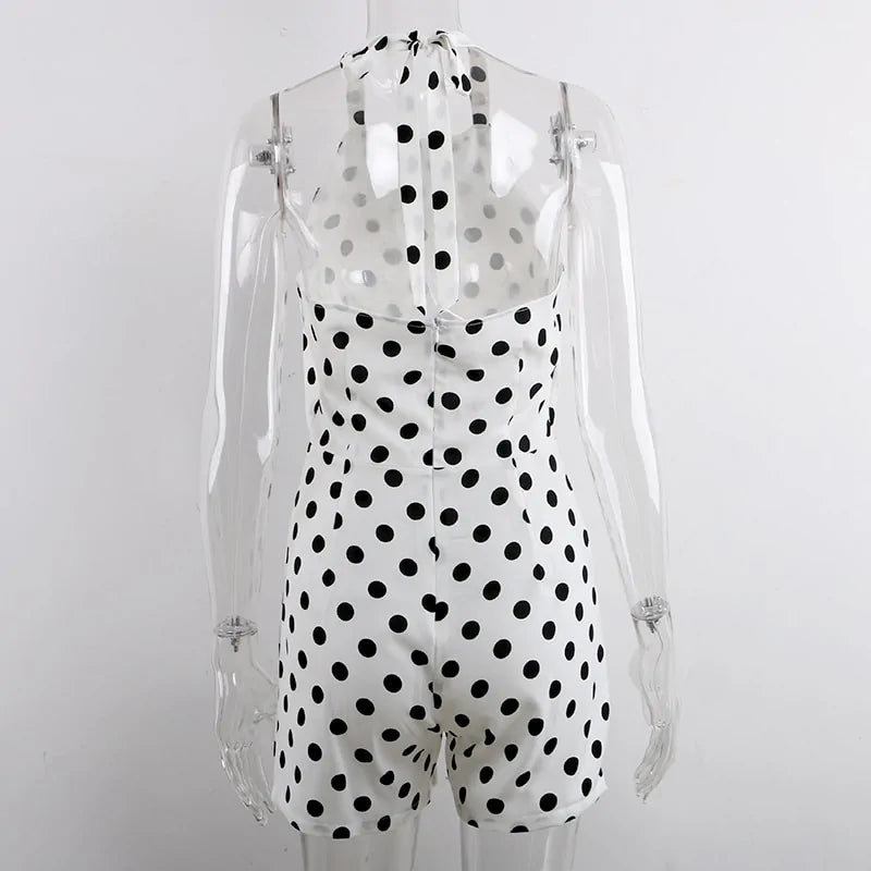 Women Overalls Polka Dot Off Shoulder Jumpsuit