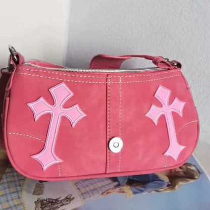 Bolso de Hombro Rojo Rosa Estilo Punk Rock