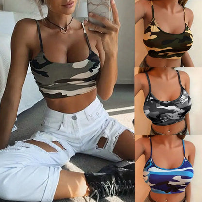 Women's crop top with camouflage print