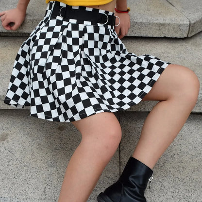 High Waisted Checkered Skirt