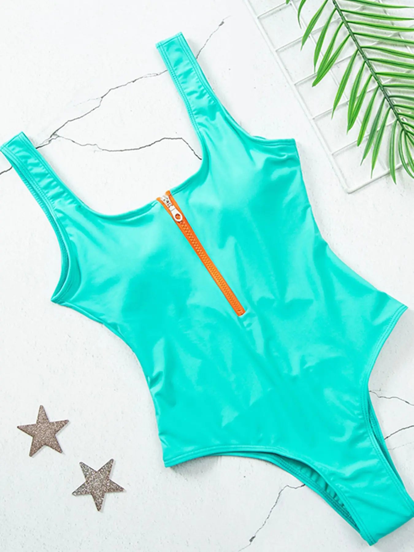 Zipper One Piece Swimsuit