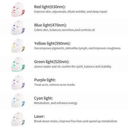 Máscara Facial con 7 Colores LED